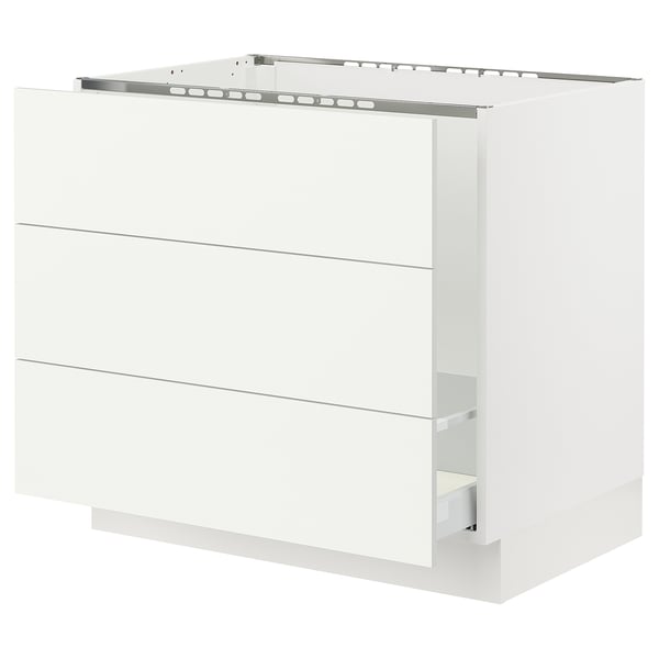IKEA SEKTION / MAXIMERA Base cab f sink/waste sort/3 fronts white/Vallstena white 36x24x30 "
