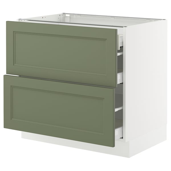 IKEA SEKTION / MAXIMERA Base cab with 2 fronts/3 drawers white/Axstad gray-green 36x24x30 "