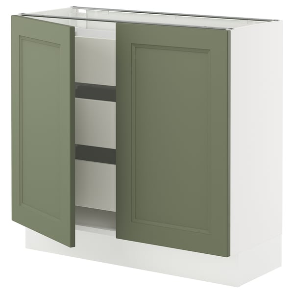 IKEA SEKTION / MAXIMERA Base cabinet w 2 doors/3 drawers white/Axstad gray-green 36x15x30 "
