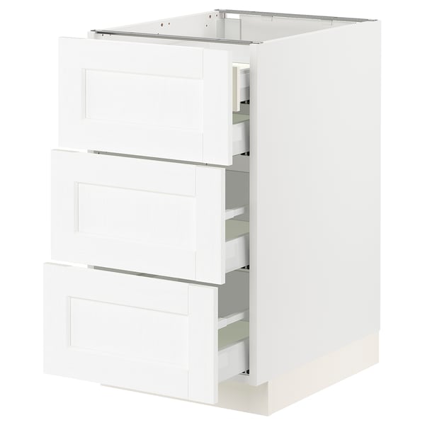 IKEA SEKTION / MAXIMERA Base cabinet w 3 fronts/4 drawers white Enköping/white wood effect 18x24x30 "