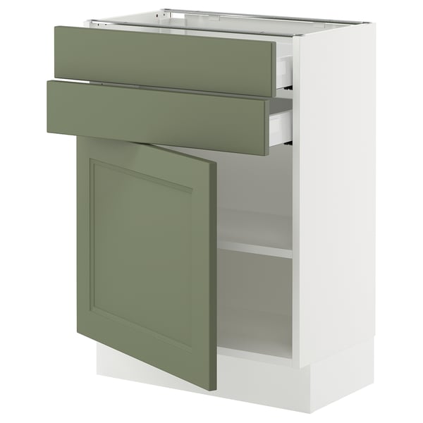 IKEA SEKTION / MAXIMERA Base cabinet w door/2 drawers white/Axstad gray-green 24x15x30 "