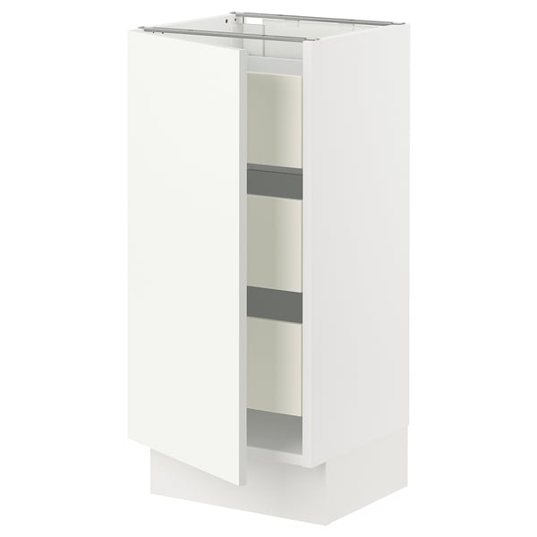 IKEA SEKTION / MAXIMERA Base cabinet with 1 door/3 drawers white/Vallstena white 15x15x30 "