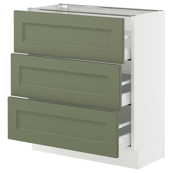 IKEA SEKTION / MAXIMERA Base cabinet with 3 drawers white/Axstad gray-green 30x15x30 "