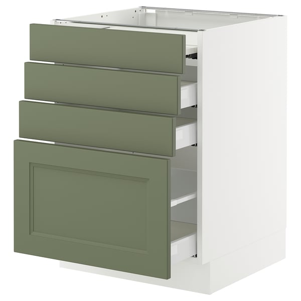 IKEA SEKTION / MAXIMERA Bc w pull-out work surface/3drw white/Axstad gray-green 24x24x30 "
