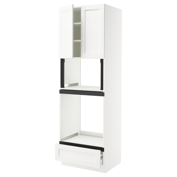 IKEA SEKTION / MAXIMERA Hi cb f oven/micro w drawer/2 doors white Enköping/white wood effect 30x24x90 "