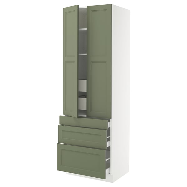 IKEA SEKTION / MAXIMERA High cab w 2 drs/3 fronts/5 drawers white/Axstad gray-green 30x24x90 "
