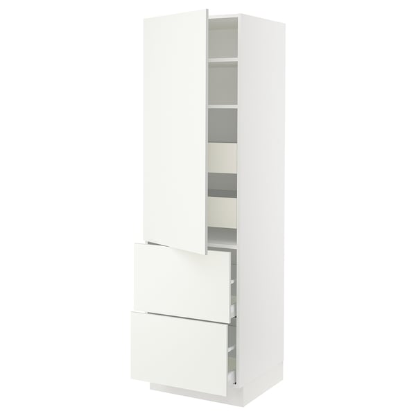 IKEA SEKTION / MAXIMERA High cab w door/2 fronts/4 drawers white/Vallstena white 24x24x80 "