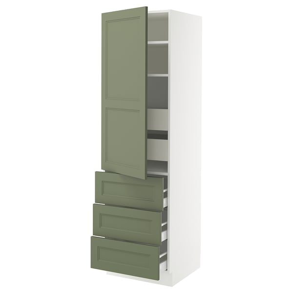 IKEA SEKTION / MAXIMERA High cab w door/3 fronts/5 drawers white/Axstad gray-green 24x24x80 "