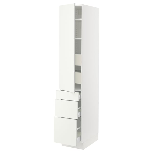 IKEA SEKTION / MAXIMERA High cab w door/3 fronts/5 drawers white/Vallstena white 15x24x80 "