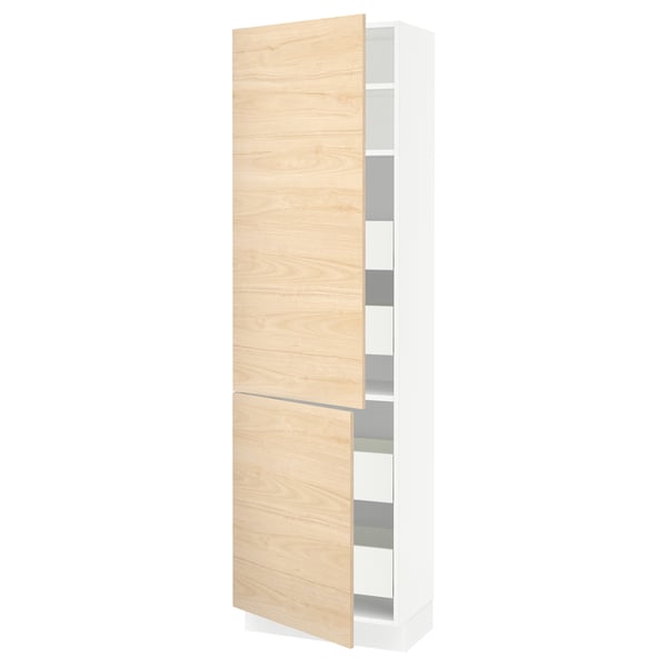 IKEA SEKTION / MAXIMERA High cb w 2 doors/shelves/4 drawers white/Askersund light ash effect 24x15x80 "