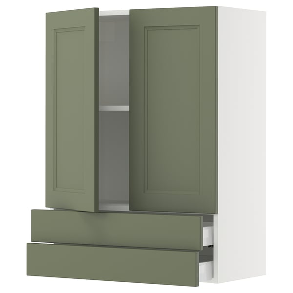 IKEA SEKTION / MAXIMERA Wall cabinet w 2 doors/2 drawers white/Axstad gray-green 30x15x40 "