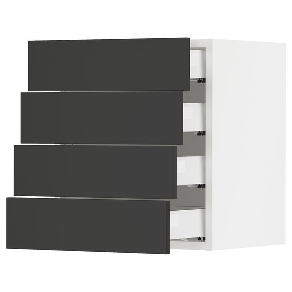 IKEA SEKTION / MAXIMERA Wall cabinet with 4 drawers white/Nickebo matte anthracite 18x15x20 "
