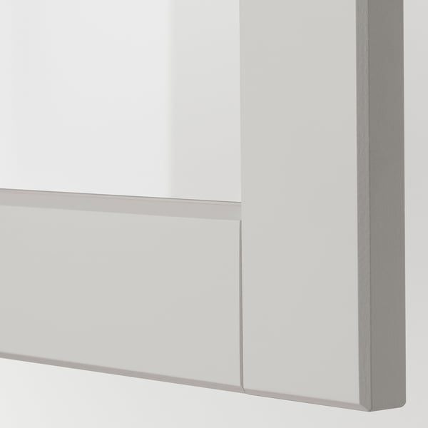 IKEA SEKTION Wall Cab Horizontal W 2 Glass Doors White/Lerhyttan Light Gray 30x15x30 "