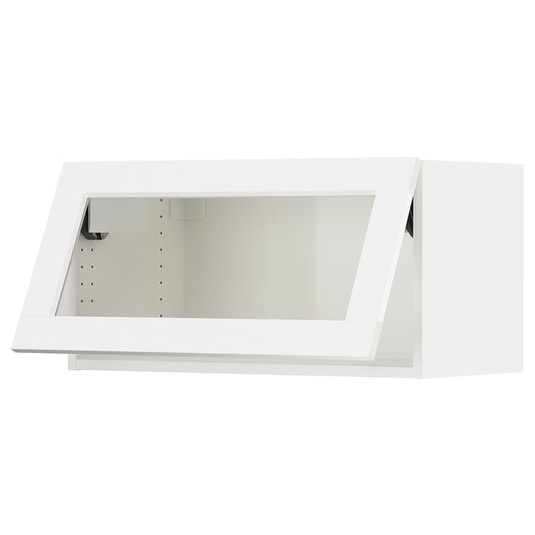 IKEA SEKTION Wall cab horizontal w glass door white Enköping/white wood effect 30x15x15 "