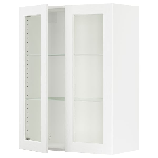 IKEA SEKTION Wall cabinet with 2 glass doors white Enköping/white wood effect 30x15x40 "
