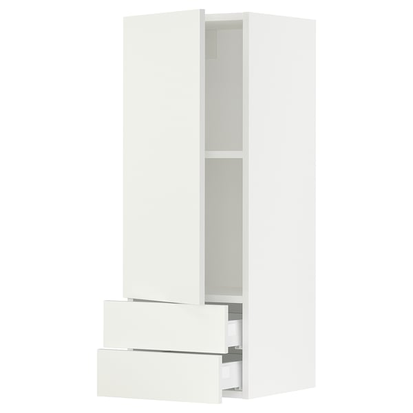 IKEA SEKTION Wall cabinet with door/2 drawers white/Vallstena white 15x15x40 "
