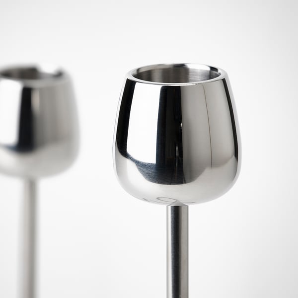 IKEA SILVERPÄRON Candlestick For 2 Candles Silver Color 7 ¾ "