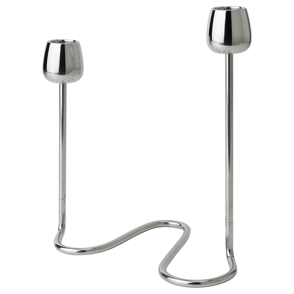 IKEA SILVERPÄRON Candlestick for 2 candles silver color 7 ¾ "