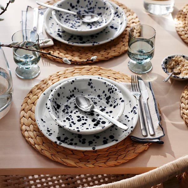 IKEA SILVERSIDA Deep Plate/bowl Patterned/blue 7 ½ "