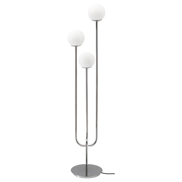 IKEA SIMRISHAMN Floor lamp chrome plated/opal glass