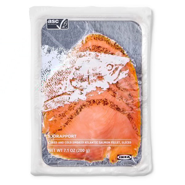 IKEA SJÖRAPPORT Cured cold smoked salmon ASC certified frozen 7 oz