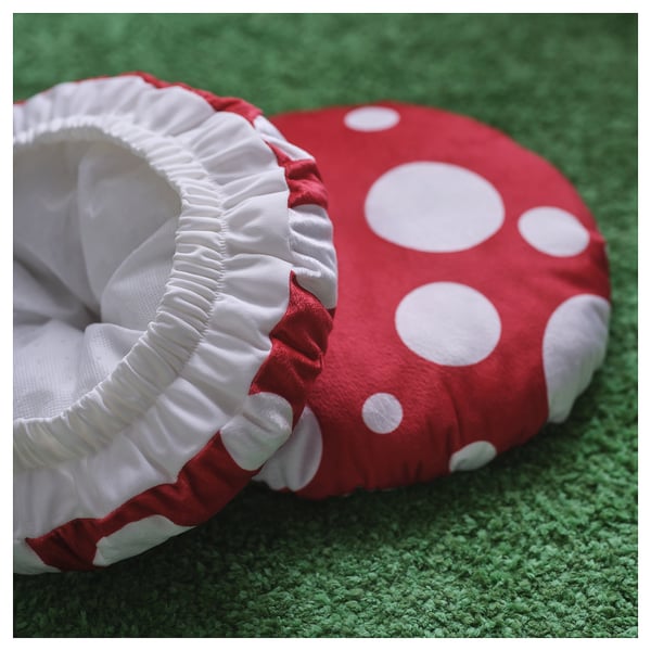 IKEA SKOGSDUVA Stool cover toadstool shaped/red white