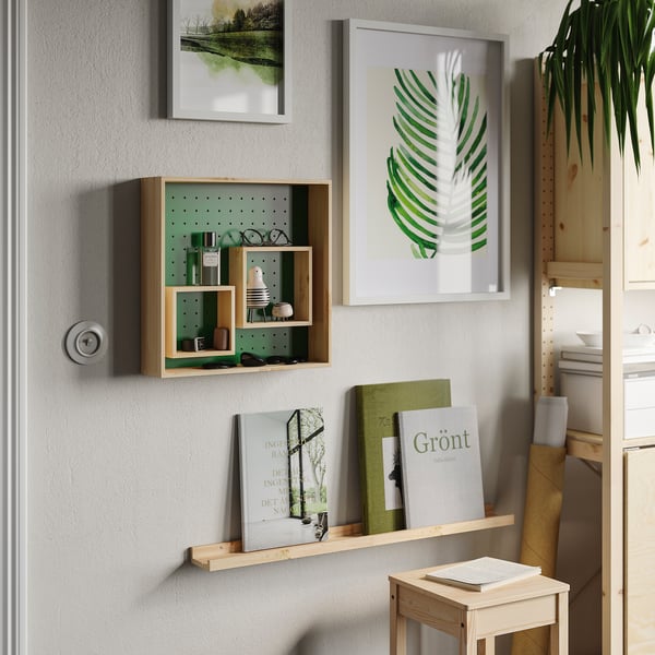 IKEA SKOGSMOSAIK Display Shelf Pine/green 17 3/4x17 3/4 "