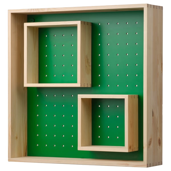 IKEA SKOGSMOSAIK Display shelf pine/green 17 3/4x17 3/4 "