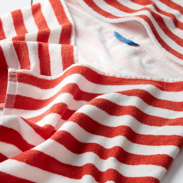IKEA SKOGSSALLAT Towel With Hood Red/white/stripe 28x55 "