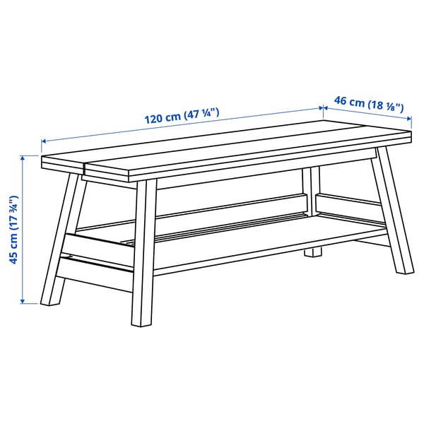 IKEA SKOGSTA Bench With Storage Acacia/black 47 1/4 "