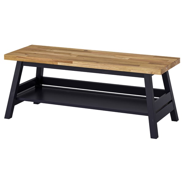 IKEA SKOGSTA Bench with storage acacia/black 47 1/4 "