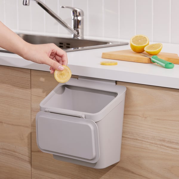 IKEA SKOLÄST Trash Can For Cabinet With Door Light Gray