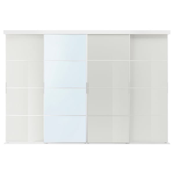 IKEA SKYTTA / HOKKSUND/AULI Sliding door aluminum/high-gloss light gray mirror glass 118 1/2x80 1/2 "