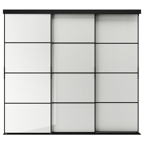 IKEA SKYTTA / HOKKSUND Sliding door black/high-gloss light gray 89x80 1/2 "