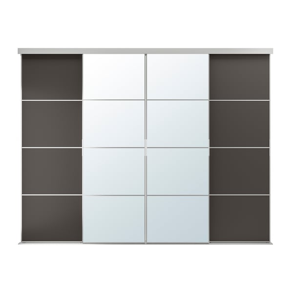 IKEA SKYTTA / MEHAMN/AULI Sliding door aluminum/dark gray mirror glass 118 1/2x94 1/2 "