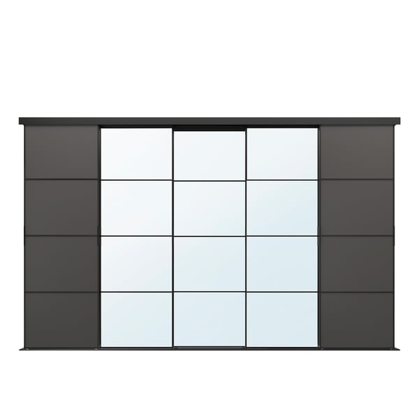 IKEA SKYTTA / MEHAMN/AULI Sliding door black/dark gray mirror glass 147 7/8x94 1/2 "