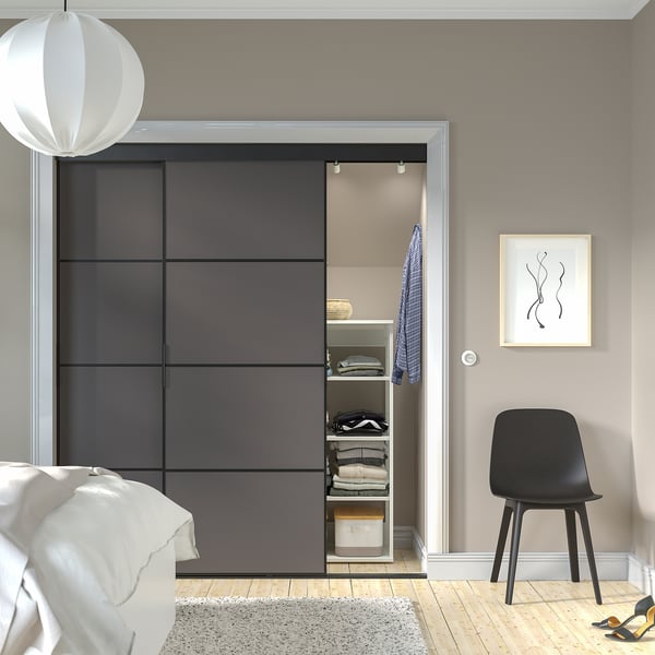 IKEA SKYTTA / MEHAMN Sliding Door Black/double Sided Dark Gray 69 5/8x80 1/2 "