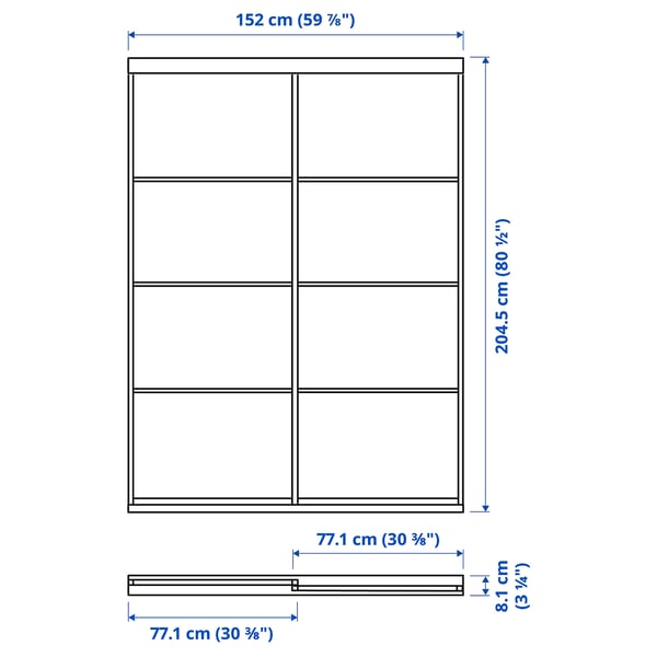 IKEA SKYTTA / MEHAMN Sliding Door White/double Sided White Stained Oak Effect 59 7/8x80 1/2 "