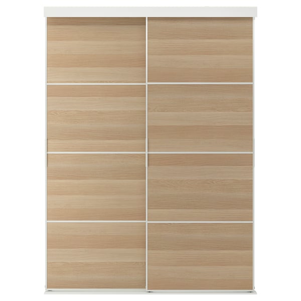 IKEA SKYTTA / MEHAMN Sliding door white/double sided white stained oak effect 59 7/8x80 1/2 "