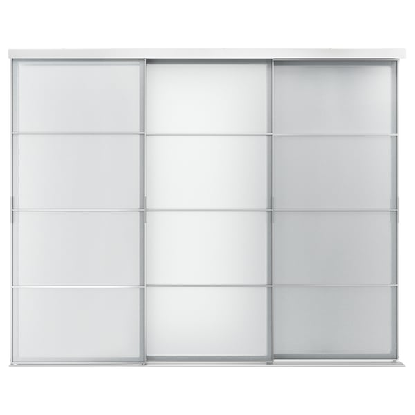 IKEA SKYTTA / SVARTISDAL Sliding door aluminum/white paper 118 1/2x94 1/2 "