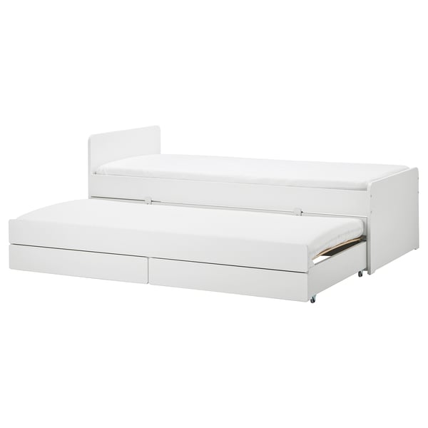IKEA SLÄKT Bed frame w/pull-out bed + storage white Twin
