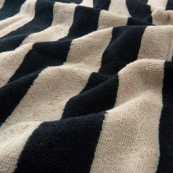 IKEA SLÅNHÖSTMAL Hand Towel Black/light Beige Stripe 16x28 "