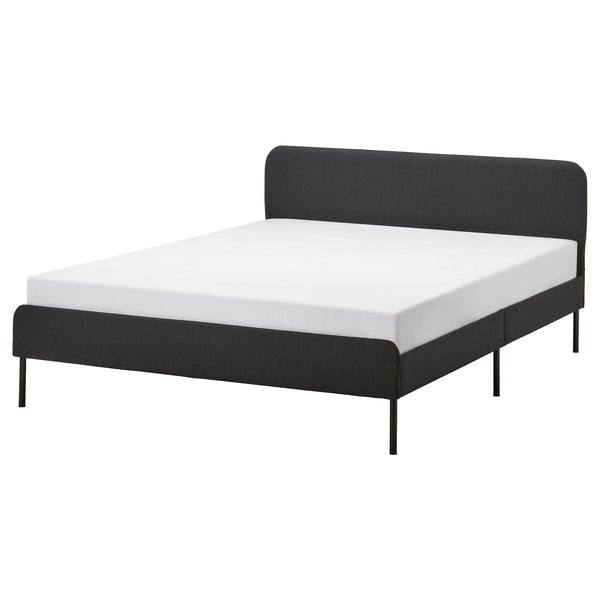 IKEA SLATTUM Upholstered bed frame Vissle dark gray Queen