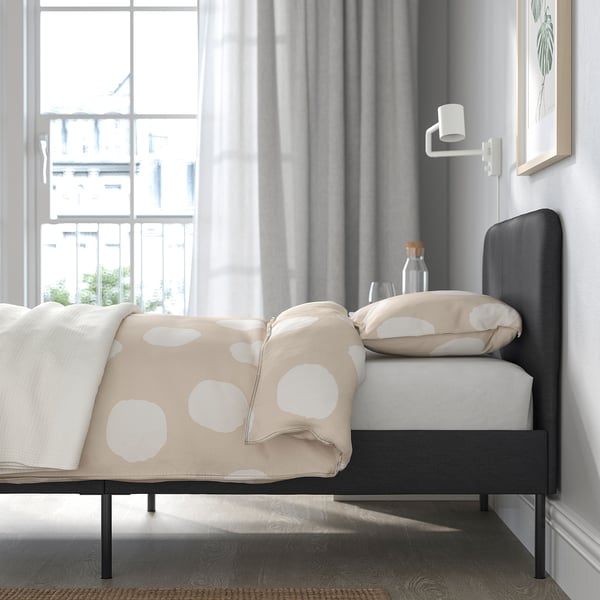 IKEA SLATTUM Upholstered Bed Frame Vissle Dark Gray Twin