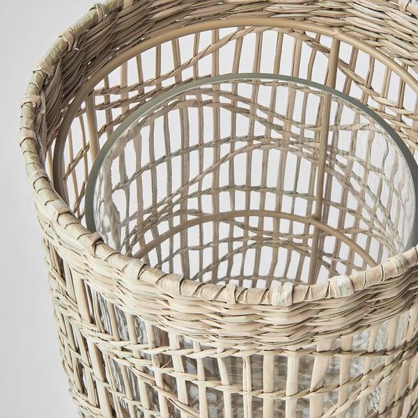 IKEA SLIPPRIG Lantern For Block Candle Handmade Sedge