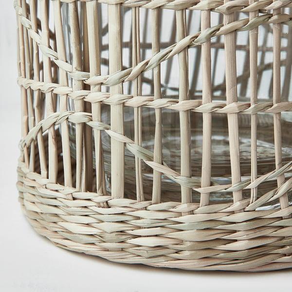 IKEA SLIPPRIG Lantern For Block Candle Handmade Sedge
