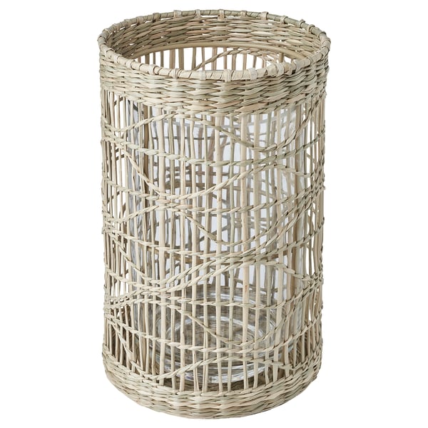IKEA SLIPPRIG Lantern for block candle handmade sedge