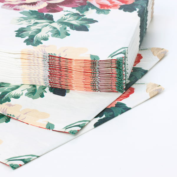 IKEA SMAKSINNE Paper Napkin Multicolor/flower 13x13 "