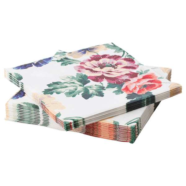 IKEA SMAKSINNE Paper napkin multicolor/flower 13x13 "