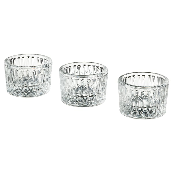 IKEA SMÄLLSPIREA Tealight holder clear glass/patterned 1 ½ "